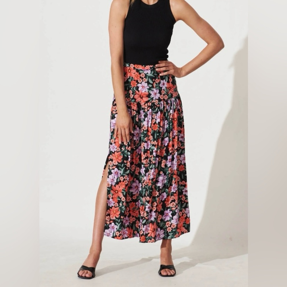 Anthropologie Bright Floral Skirt